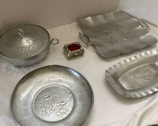 Vintage Hammered Aluminum Covered Items