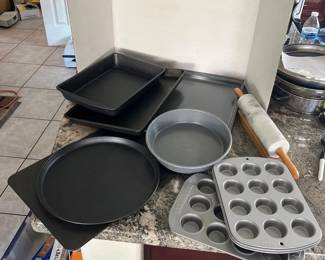 Baking Trays And Cupcakes Tins And Marble Rolling Pin