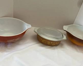 Three Vintage Pyrex Bowls
