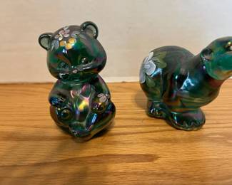 Fenton Carnival Incandescent Glass Bear Figurines