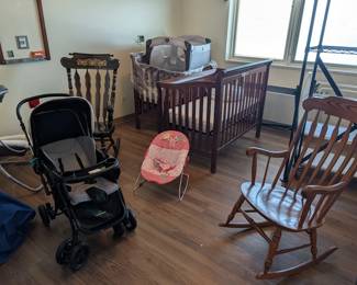 Furnishing Sale includes unique items like chairs, rockers, cribs and strollers.