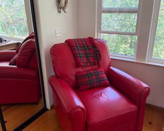 Red leather reclining chair $600