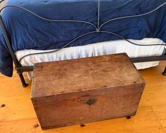 Antique teak storage trunk chest, Indian Wooden Blanket box $400