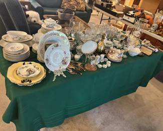 Assorted China and glass wear as well as antique spoons
