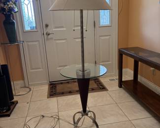 Stiffel-style MCM Floor Lamp with glass table