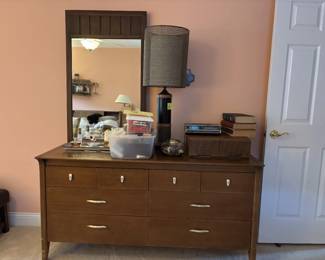 HAVE FULL SET - Drexel Profile collection, by designer John Van Koert Dresser with Mirror