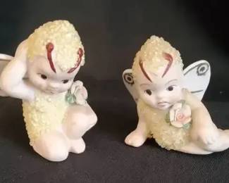 Japanese Sugar Baby Porcelain Pixie Fairy Figurine Pair