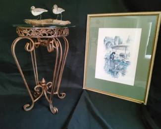 Monika HellerCole Market Scene Print, Accent Table  wood bird sculpture