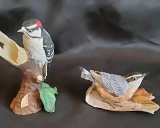 Lenox Fine Porcelain Garden Bird Figurine Set  Downy Woodpecker  RedBreasted Nuthatch