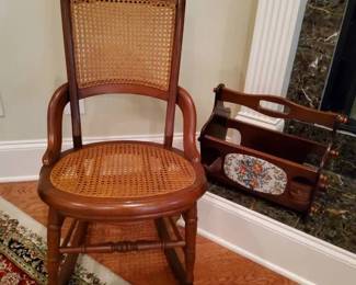 Cane Rocking Chair  Floral MagazineVinyl Rack Set Storage