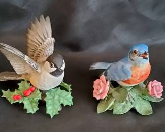 Lenox Fine Porcelain Bird Figurine Set  Eastern Bluebird  Chickadee