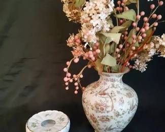 German Porcelain Decorative Duo Thomas Ivory Vase  Royal Porzellan Warmer
