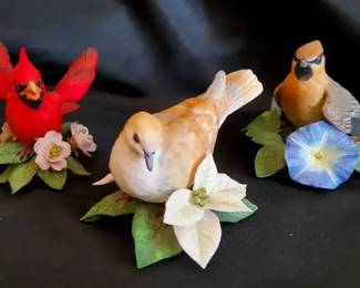 Lenox Fine Porcelain Bird Figurine Set  Cardinal, Cedar Waxwing  Turtle Dove