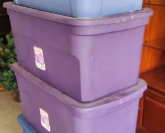4 Large Plastic Storage Bins and Totes