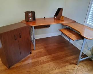 LShaped Corner Desk  Storage Cabinet Set