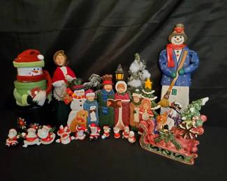 Byers Choice  Ceramic Holiday Carolers, Snowmen  Miniature Santas Lot