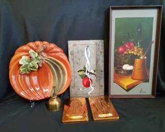 Kirklands Harvest Pumpkin Platter  Kitchen Decor Bundle