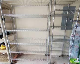 2 Rolling Wire Storage Shelving Racks