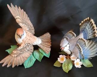 Lenox Fine Porcelain Bird Figurine Set  Blue Jay  Chipping Sparrow