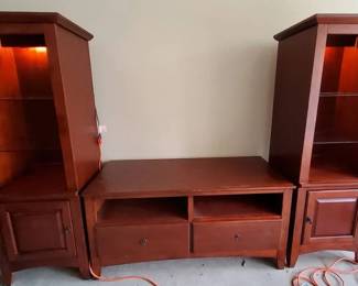 3Piece Wooden Entertainment Center with BuiltIn Lighting  Media Console