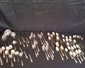Holmes  Edwards, International Silver  More  Assorted Vintage Silverplate Flatware  Serving Lot
