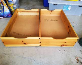 2 Wooden UnderBed Rolling Storage DrawersBoxes