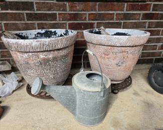Outdoor decor and watering can