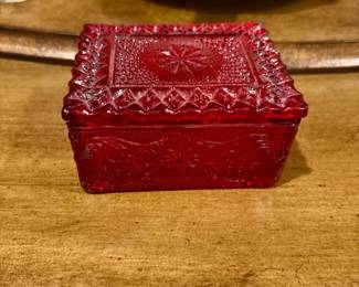 Vintage Ruby Red Glass Trinket Box