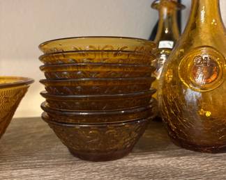 Small Vintage Amber Glass bowls
