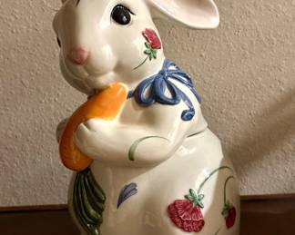 Lenox Poppies on Blue Barnyard Collection Bunny Rabbit Cookie Jar