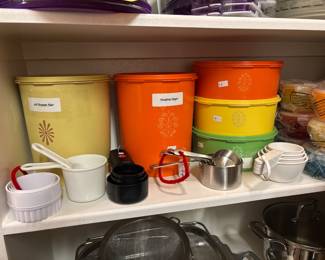 vintage Tupperware Servalier canisters & Measuring Cups