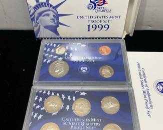 1999 US mint proof set w 1999 state quarter proof set