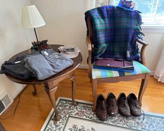 Wooden Side Table, Clothing, Shoes