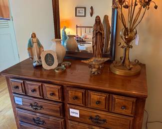 Wooden Dresser & Mirror