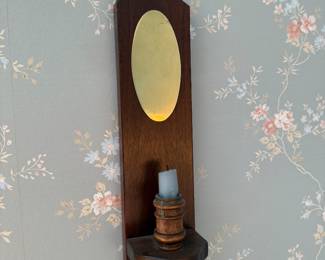 Vtg Wooden Wall Sconce 