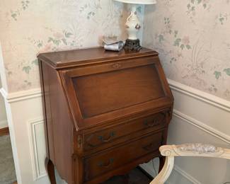 Secretary Desk, Decorative Table Lamp 