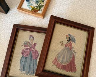 Vtg Framed Needlepoint Art 
