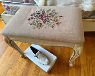 Needlepoint Bench, Shoes 