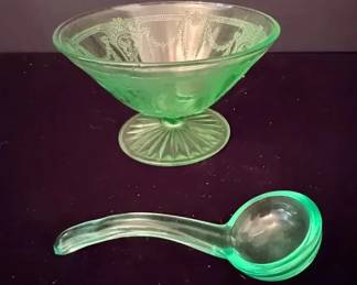 Vintage Uranium Glass Bowl Ladle