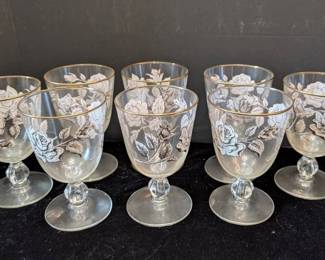 Vintage Libby Rose Bouquet Water Goblets