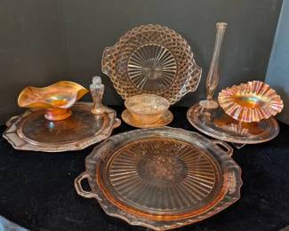 Vintage Pink Iridescent Glass Pieces
