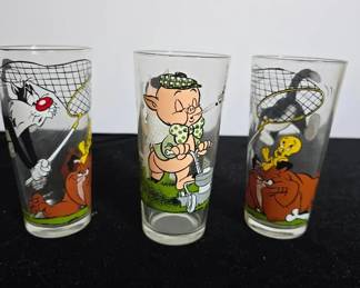 Set of Three Vintage 1976 Collectible Warner Brothers Pepsi Glasses