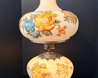 Vintage Milk Glass Hurricane Lamp