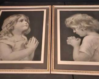 Vintage Framed PrintsLittle Girls Praying