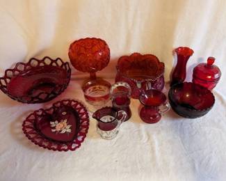 Vintage Imperial, Indiania Glass, Westmorland More Red Glass Pieces
