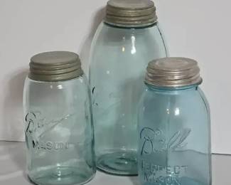 Vintage Blue Mason Jars