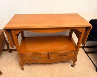 Vintage Side Table with Wheels