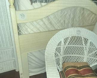 WICKER HEADBOARD & QUEEN MATTRESS SET