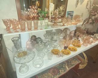 LOTS OF PINK DEPRESSION GLASS & MORE!