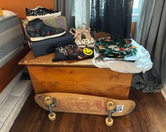 Wooden Trunk, Skateboard, Clothing, Shoe Collection